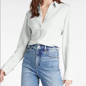 Express Women’s Slim Fit Portofino Shirt - Gray, Size Small